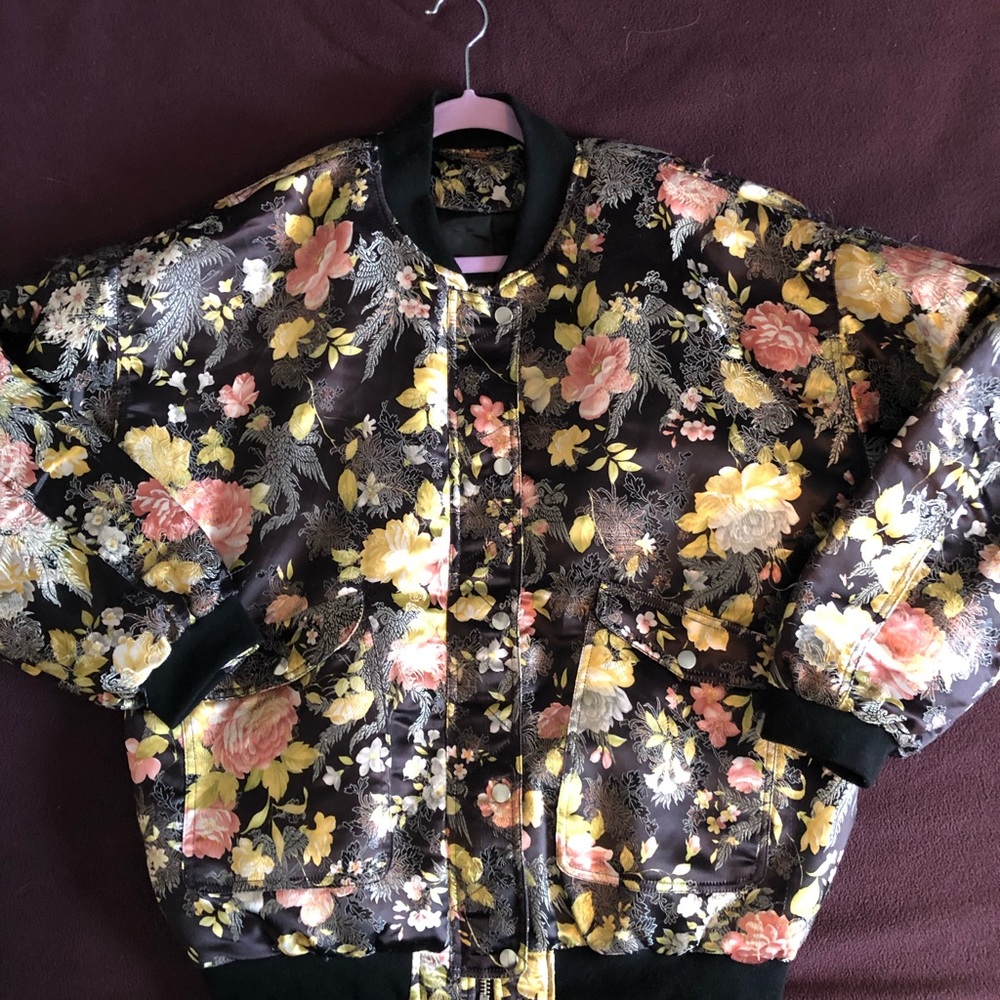 Free People oversized floral bomber